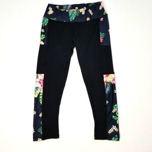 ACX Floral Print Cropped Leggings Size Small